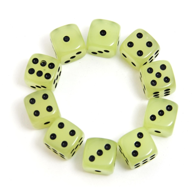 10-Pack  D6 6 Faces Dice Glow  - огляд і ціна Board Game Yahtzee