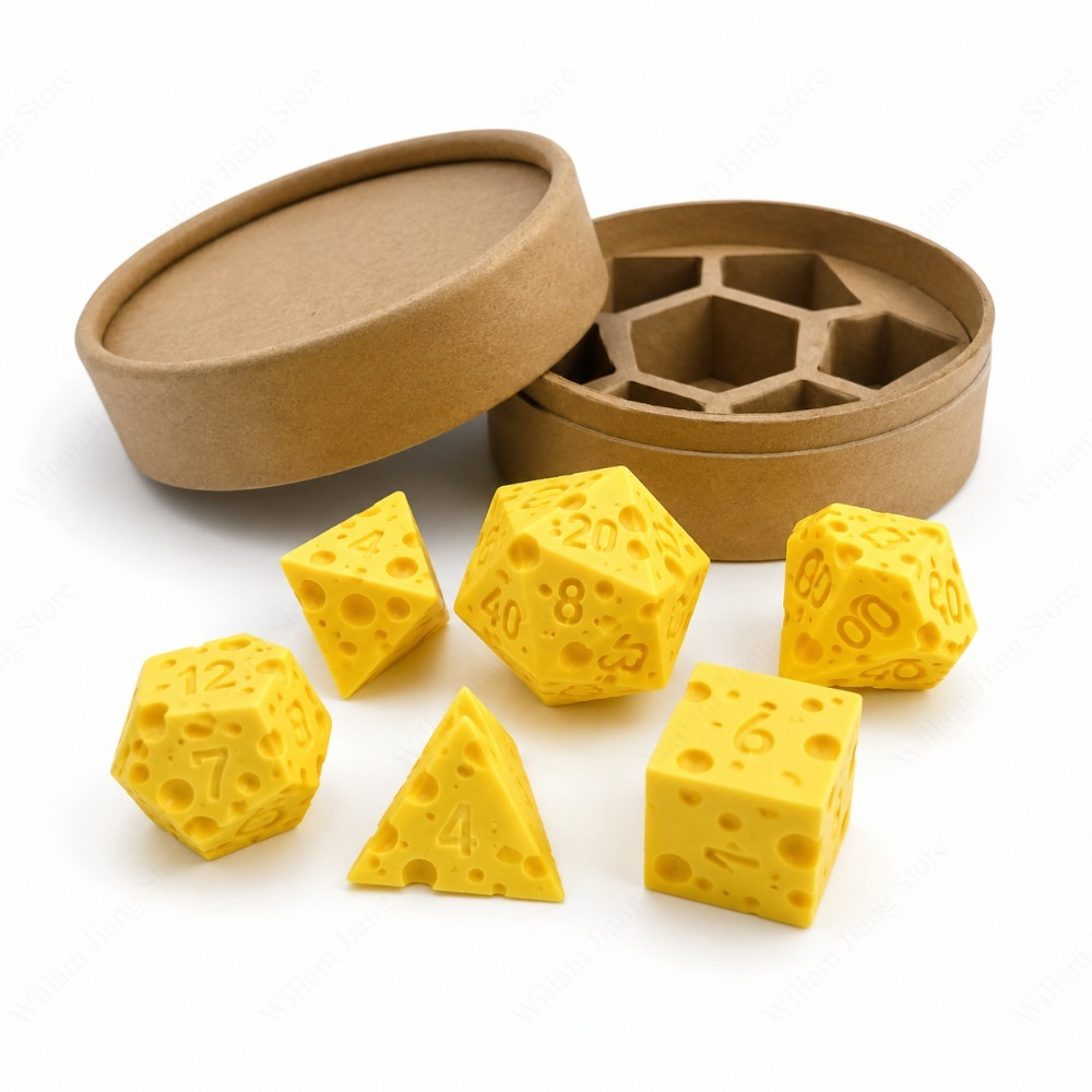 3D Printed Cheese Dice Set wit - огляд і ціна Board Game Print
